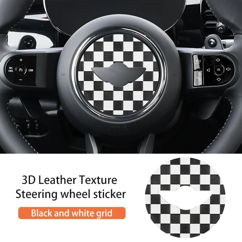 Car Steering Wheel Sticker For MINI Cooper F56 F55 F54 F60 R56 R60 U25 J01 F65 F66 PU Leather Stickers Interior Car Accessories