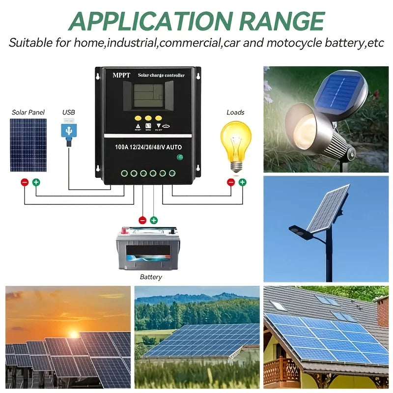 100A MPPT Solar Charge Controller | Intelligent Solar Panel Regulator with LCD Displa lifestyle view