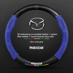 Carbon Fiber Suede Car Steering Wheel Cover | Compatible with Mazda 3 5 6 CX5 CX8 MX5 close-up view