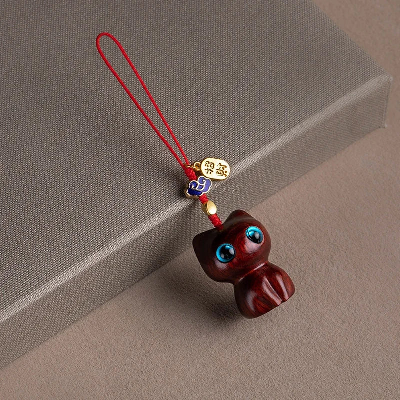 Cat Car Keychain, Cute Phone Chain Pendant, Black/Purple close-up view