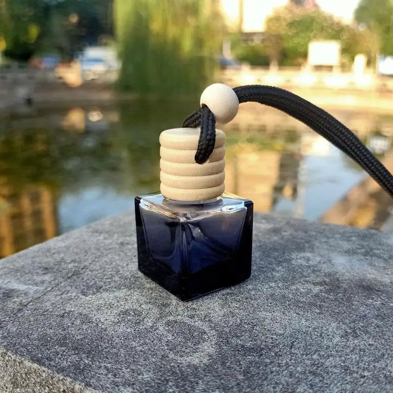Square Glass Car Perfume Bottle Pendant | Empty Essential Oil Diffuser lifestyle view