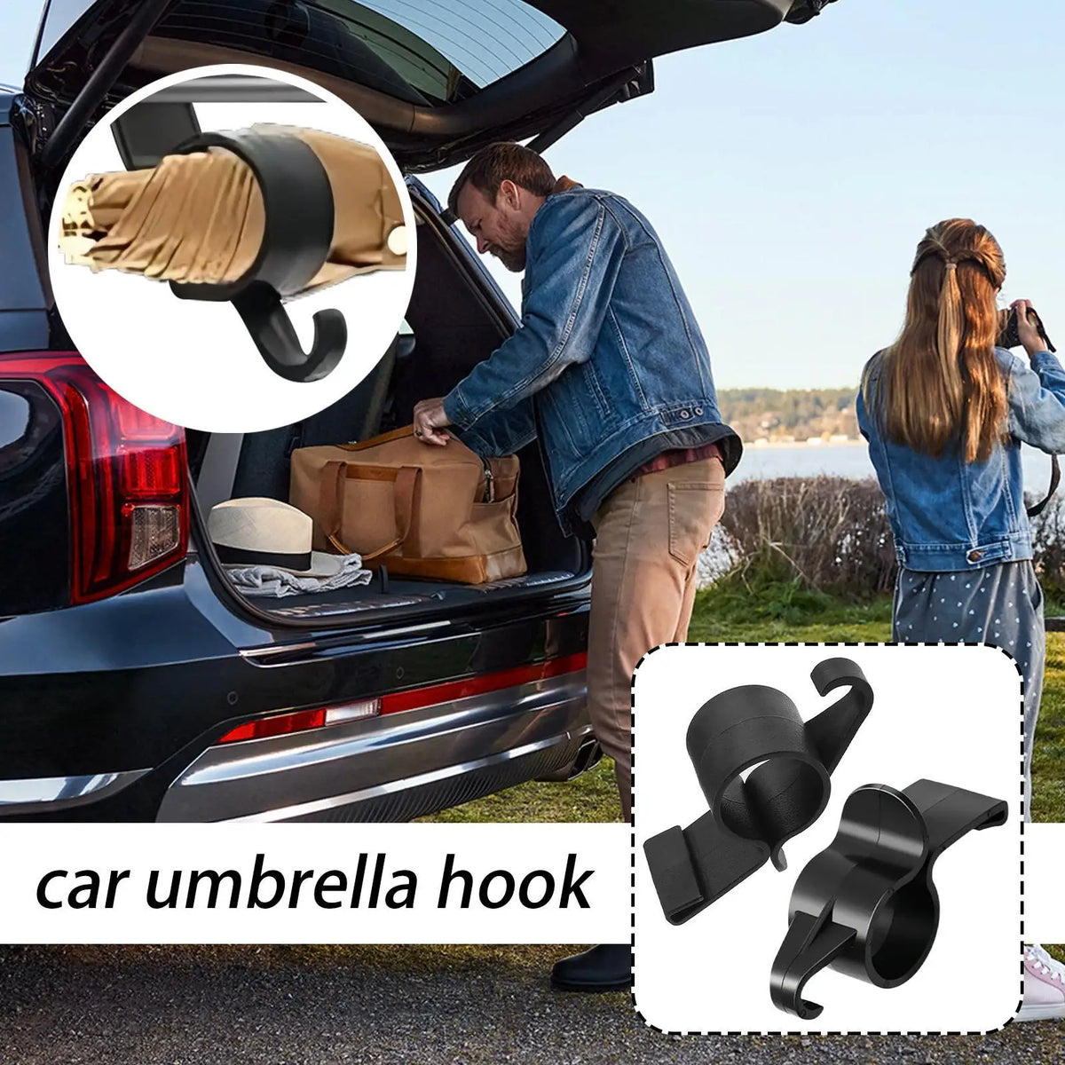 Car Umbrella Hook Mounting Bracket for Car Interior Storage close-up view