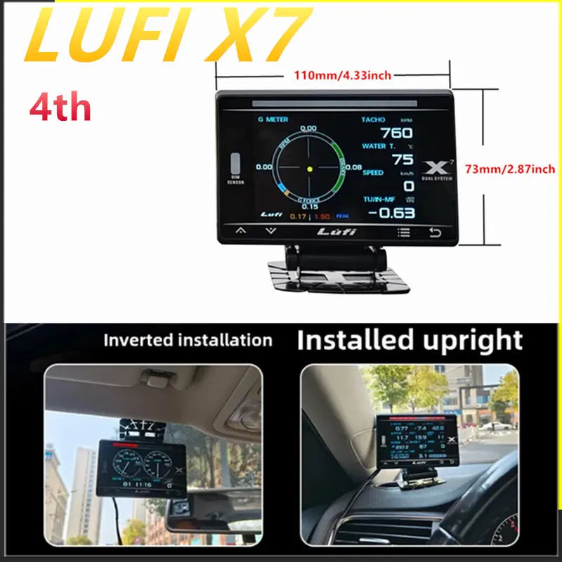 LUFI X7 4th Gauge GPS Head-up Display | OBD2 Meter with Turbo, Oil Pressure, and Gyro