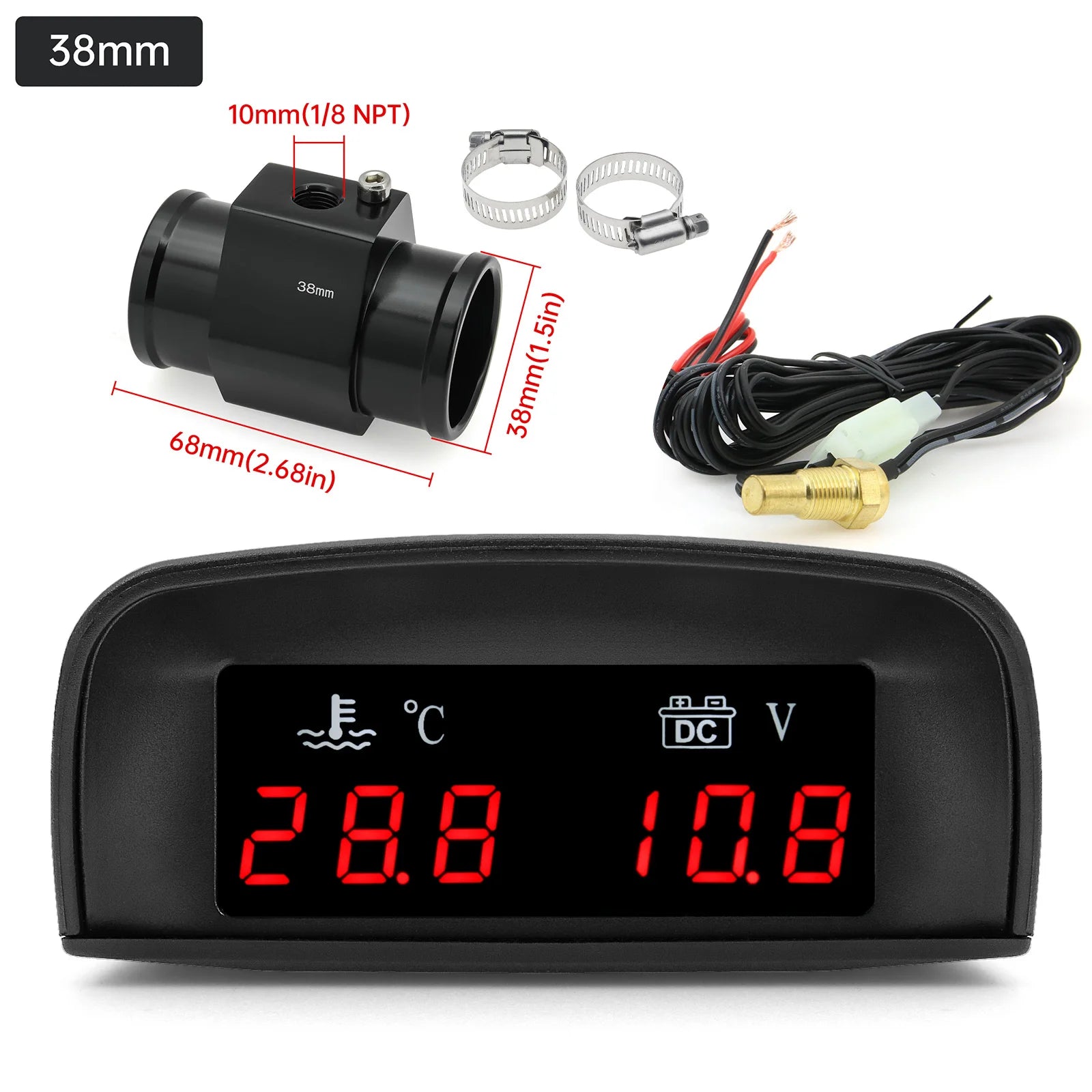 2 In 1 Car Water Temperature and Voltage Gauge | Digital LCD Display with 1/8 NPT Sen lifestyle view
