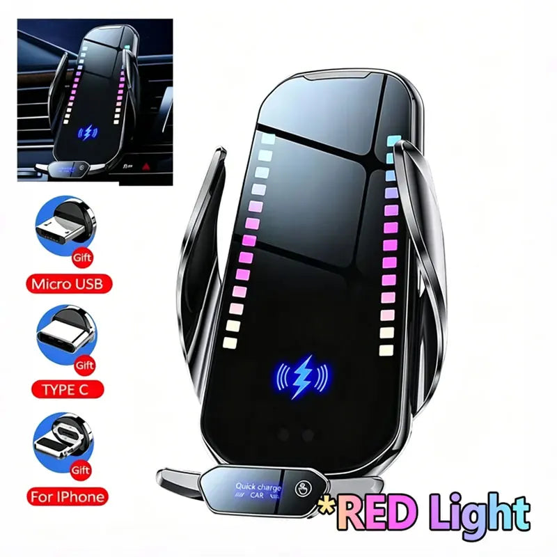 Magnetic Car Wireless Charger | Infrared Induction Phone Mount for Fast Charging
