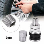 2 Pcs Silver Metal Car Tire Valve Short Stems | Tubeless Vacuum Replacement detail view
