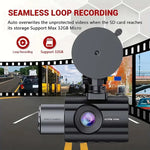3 Channel Car DVR UHD 4K Dash Cam Three Way Camera DVRs Recorder Video Registrator Dashcam Camcorder Wiht 32G Card-Gift