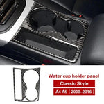 For Audi A4 B8 A5 2009-2016 Carbon Fiber Center Console Cup Holder Panel Trim Frame Decoration Sticker Car Interior Accessories