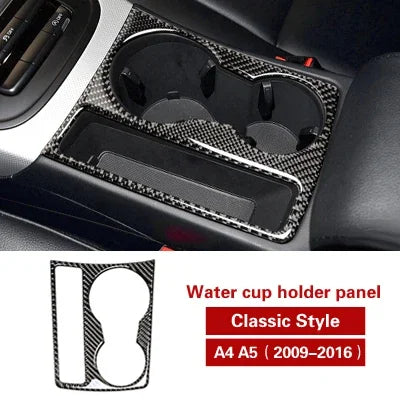 For Audi A4 B8 A5 2009-2016 Carbon Fiber Center Console Cup Holder Panel Trim Frame Decoration Sticker Car Interior Accessories