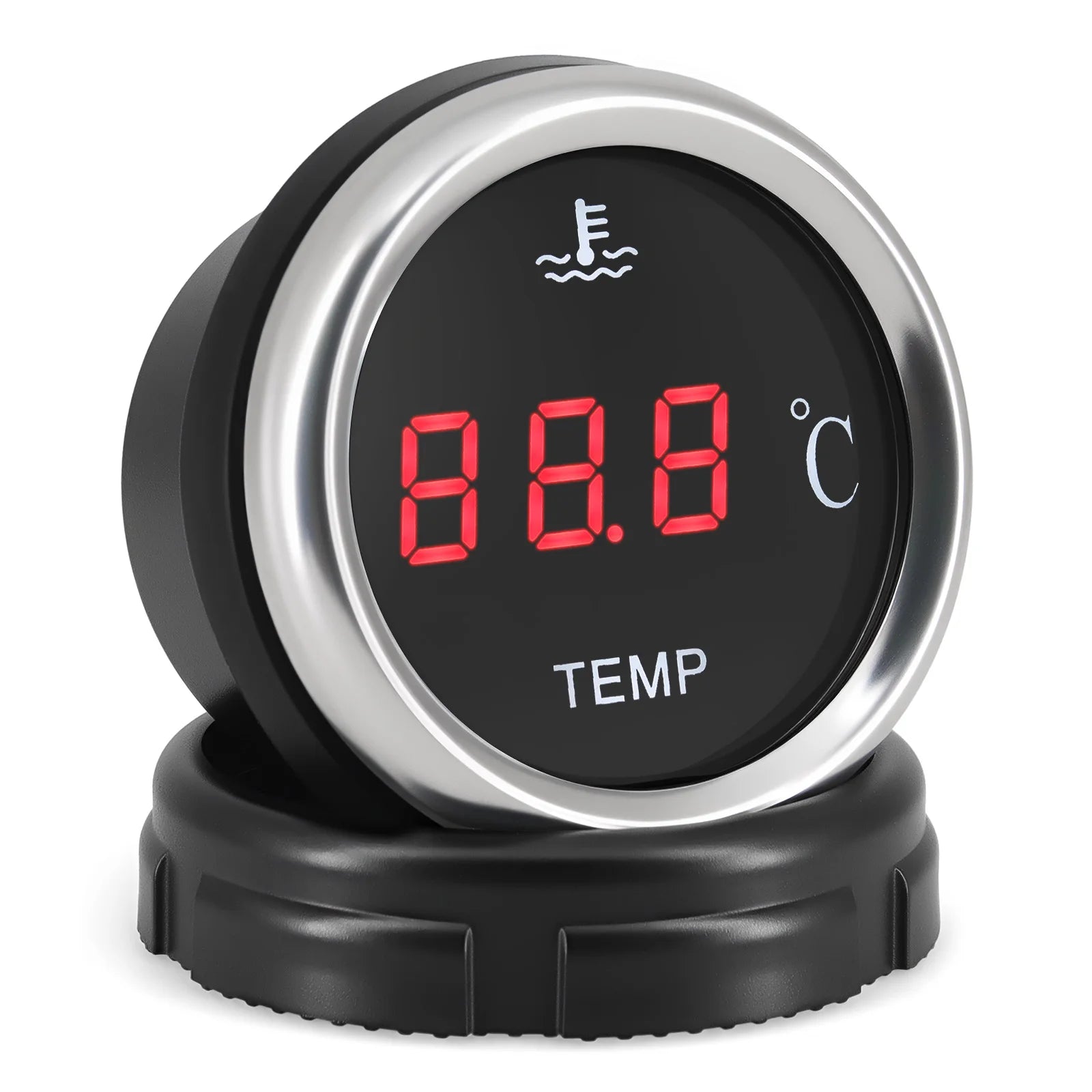Red LED Water Temperature Gauge 52mm | 0-120℃ Temp Sensor with Flashing Alarm alternate view