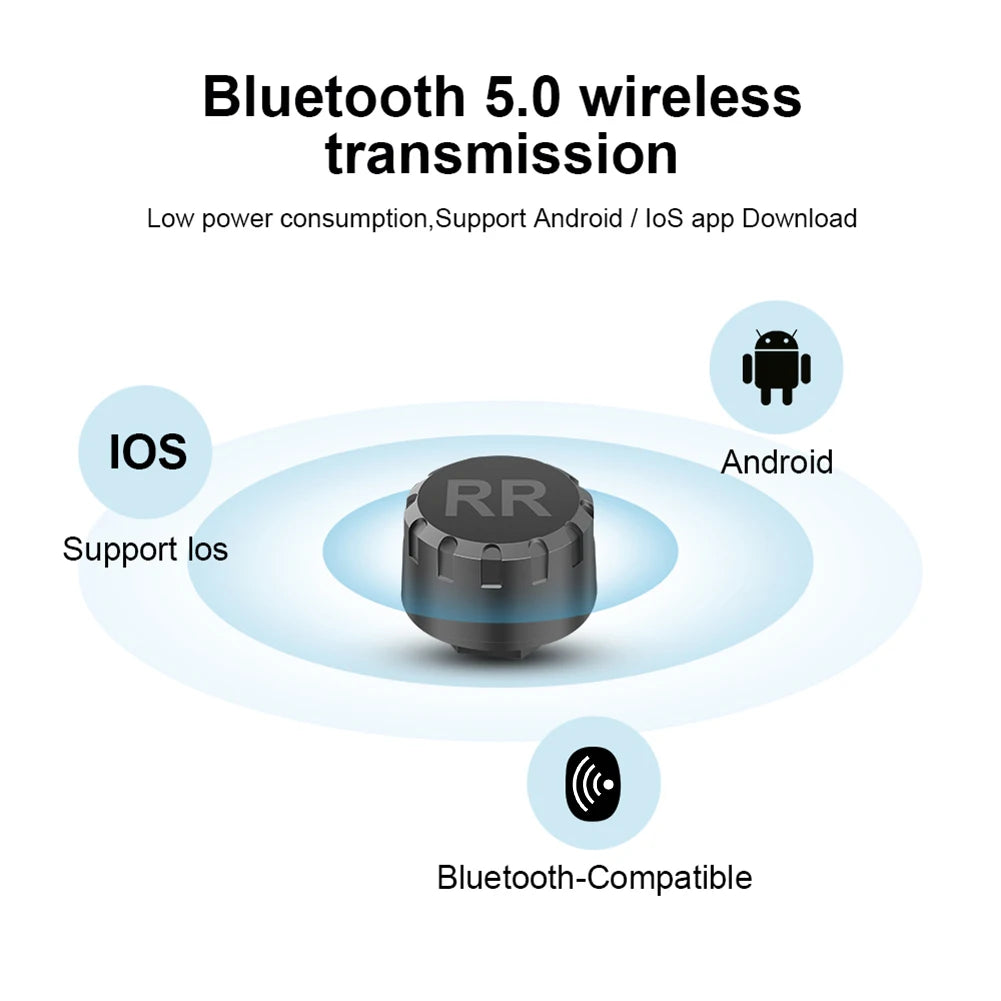 Bluetooth Tire Pressure Monitor System | Car and Motorcycle TPMS with App Display