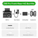 DDPAI 4K Dash Cam Z50 Pro 5GHz Wi-Fi GPS ADAS Night Vision 4G Connectivity Car DVR 24H Parking Support Front and Rear Cam