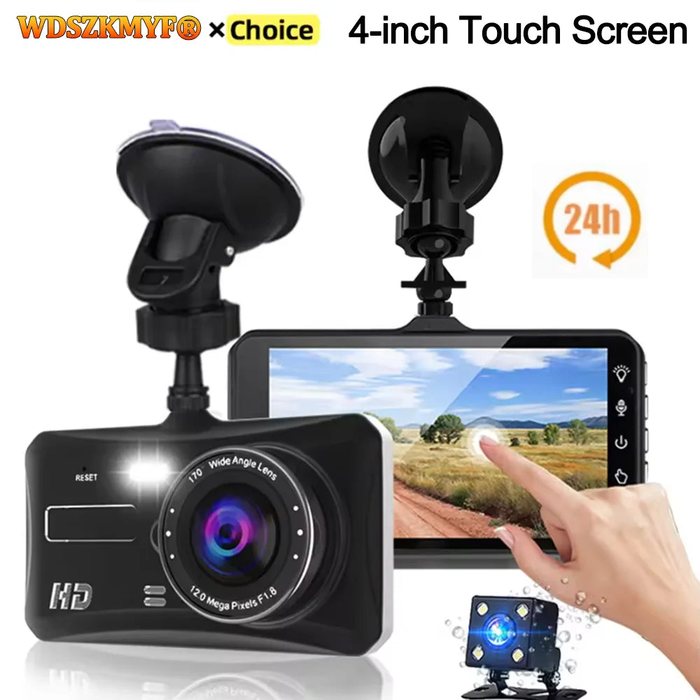 4-Inch Touch Screen Dual-Lens Car DVR | 1080P Dash Cam with Parking Monitor