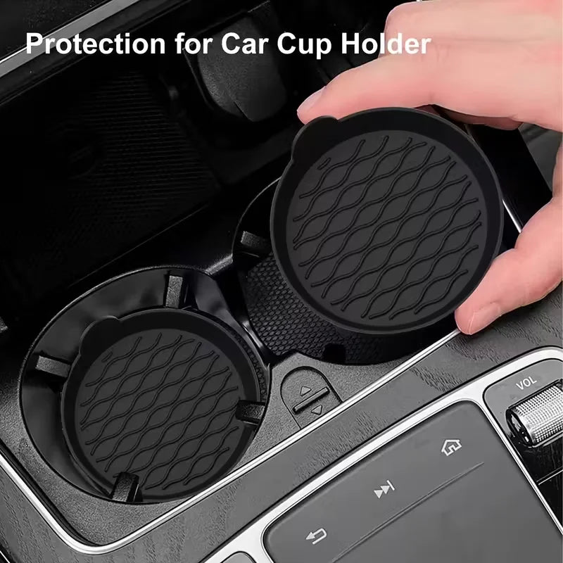 2-Piece Silicone Car Coasters – Non-Slip, Heat-Resistant, Interior Accessories, Gray alternate view