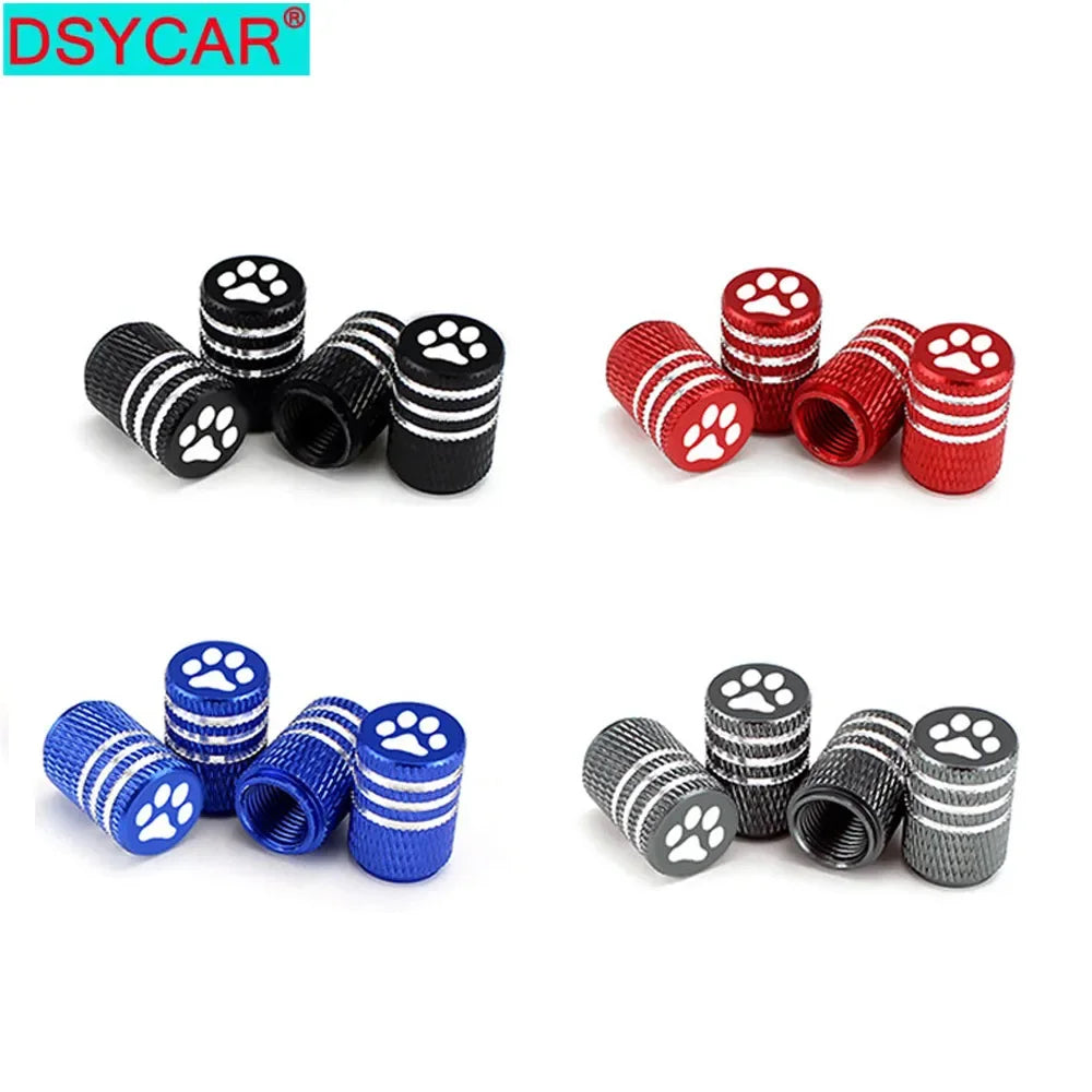 DSYCAR 4Pcs Bear's Paw Tire Stem Valve Caps | Aluminum Alloy Dustproof Car Tire Valve Covers