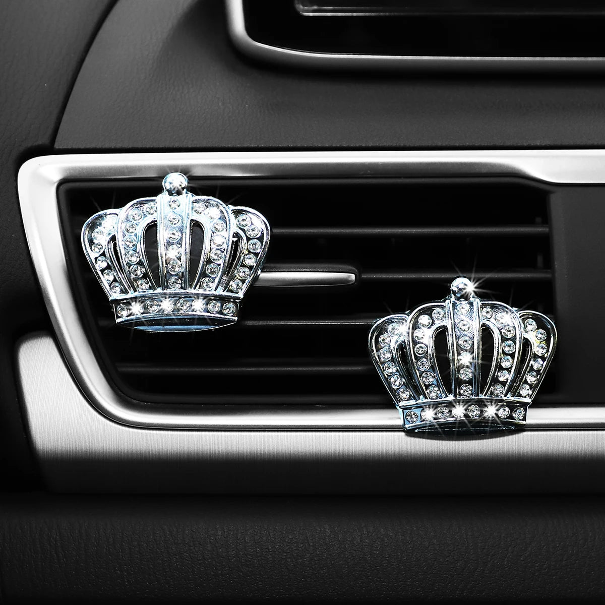 Car Air Vent Crown Decor | Scented Metal Blingbling Pair for Men and Women