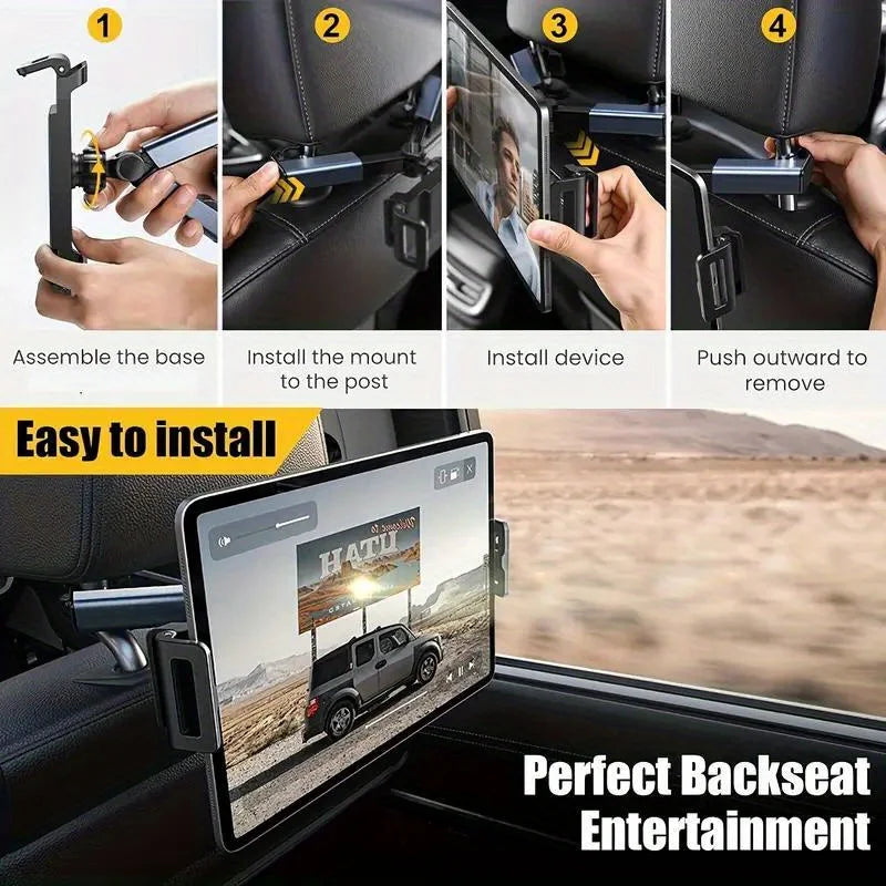 360° Rotating Car Headrest Mount | Universal Phone and Tablet Holder for 4.7-13 Inc additional angle