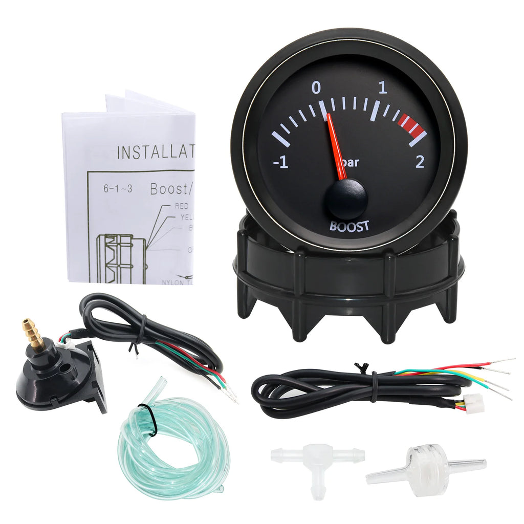 2'' 52MM Car Gauge 12V Water Temp Oil Temp Gauge Oil Press PSI BAR Volt Gauge Air Fuel Ratio Boost Vacuum Meter Black Face Gauge