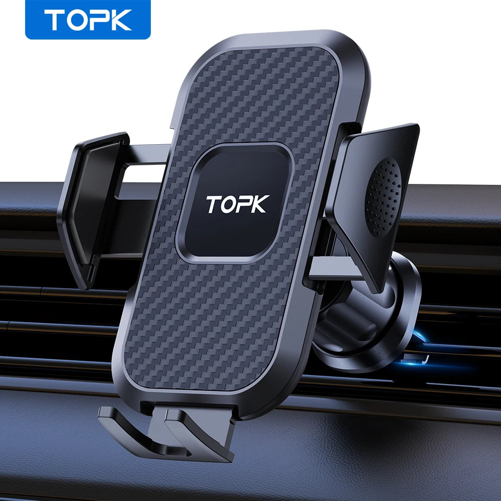 TOPK Car Phone Holder Mount | Air Vent Upgrade Auto-Locking Hook Clip