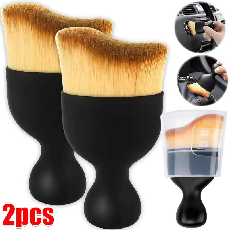 Car Interior Cleaning Brush Conditioner Air Outlet Soft Fur Clean Brushes with Shells Crevice Dust Removal Detailing Brush Tools