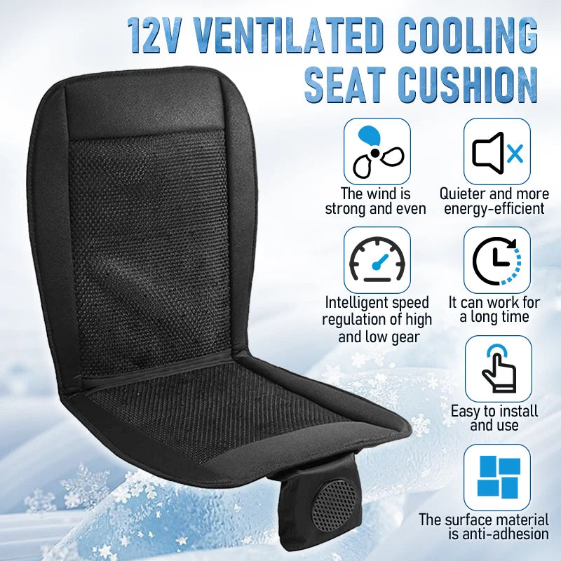 DC 12V 3D Spacer Car Summer Cool Air Seat Cushion With 8Fan Fast Blowing Ventilation Sea detail view