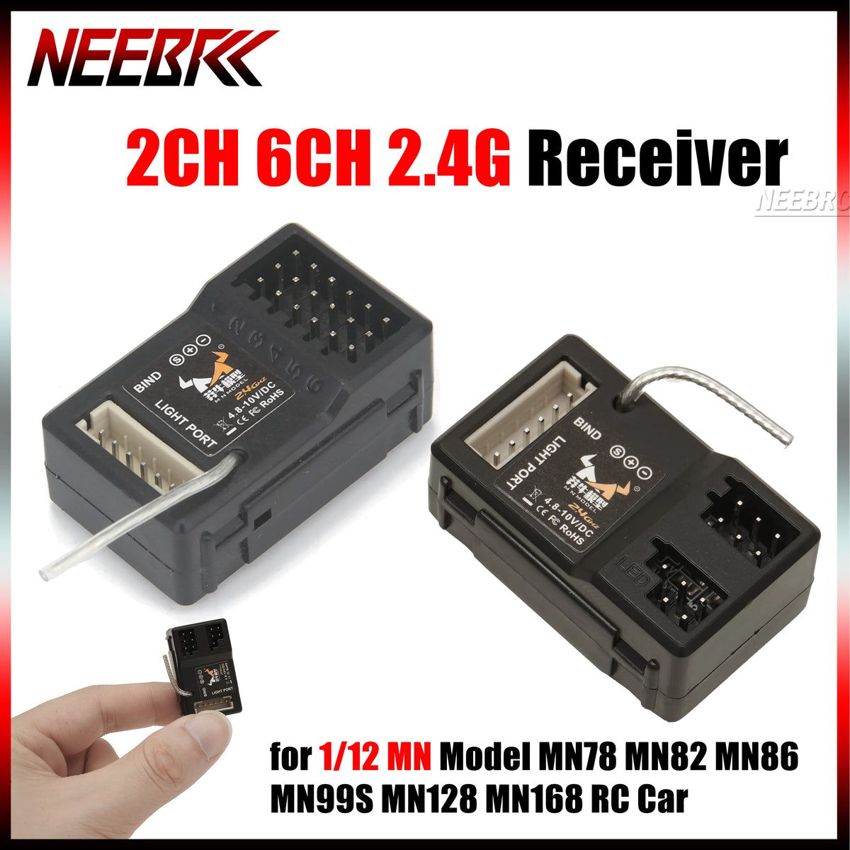 2CH 6CH 2.4G Light Group Linkage LED Receiver 4.8-10V DC for 1/12 RC Car Crawler MN82 MN86 MN78 MN99 MN128 MN168 MN111 MN90 WPL