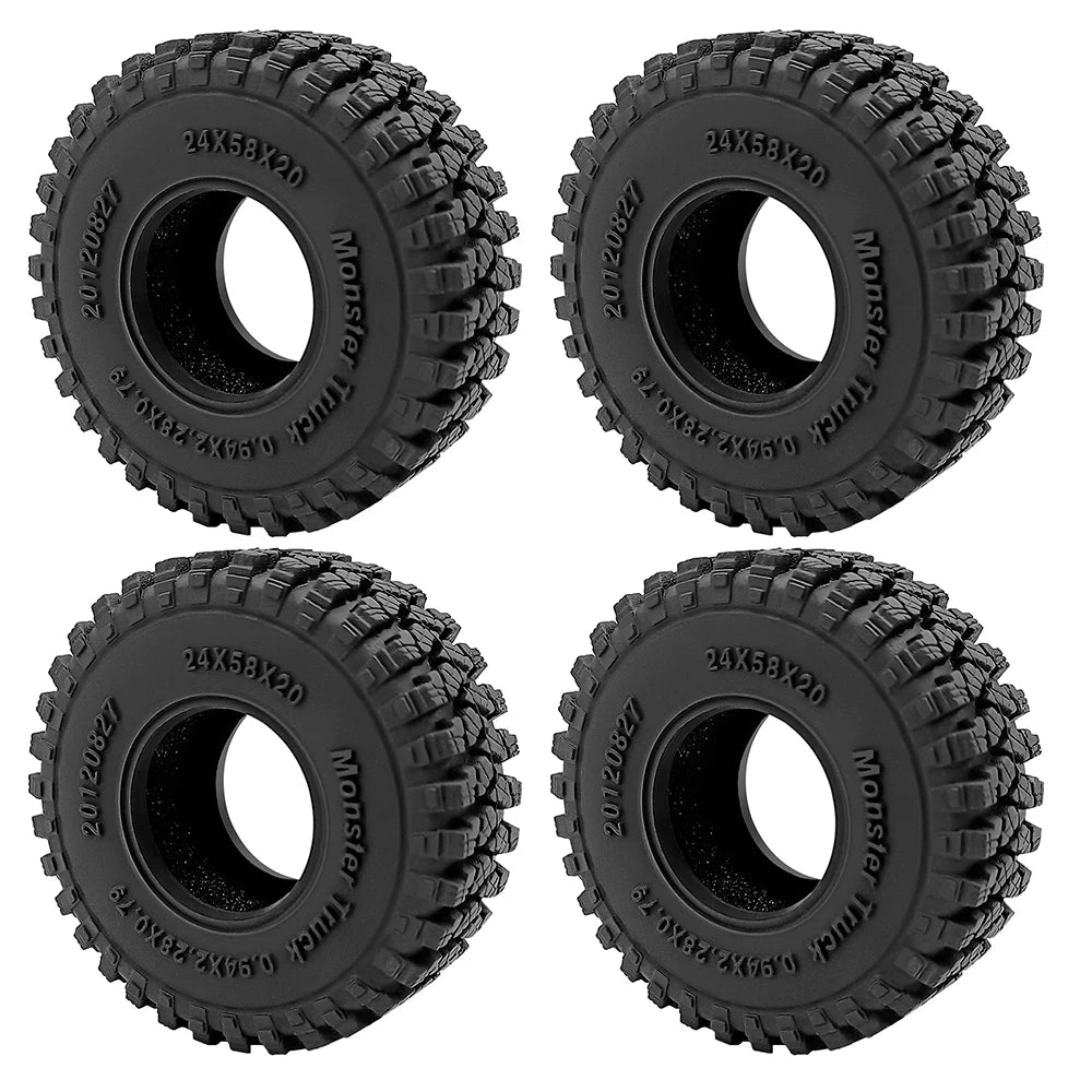 1.0 Inch Soft Rubber RC Crawler Tires 4Pcs for TRX-4M Axial SCX24 detail view