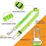 Reflective Dog Seat Belt for Cars | Adjustable Nylon Safety Harness with Bungee additional angle