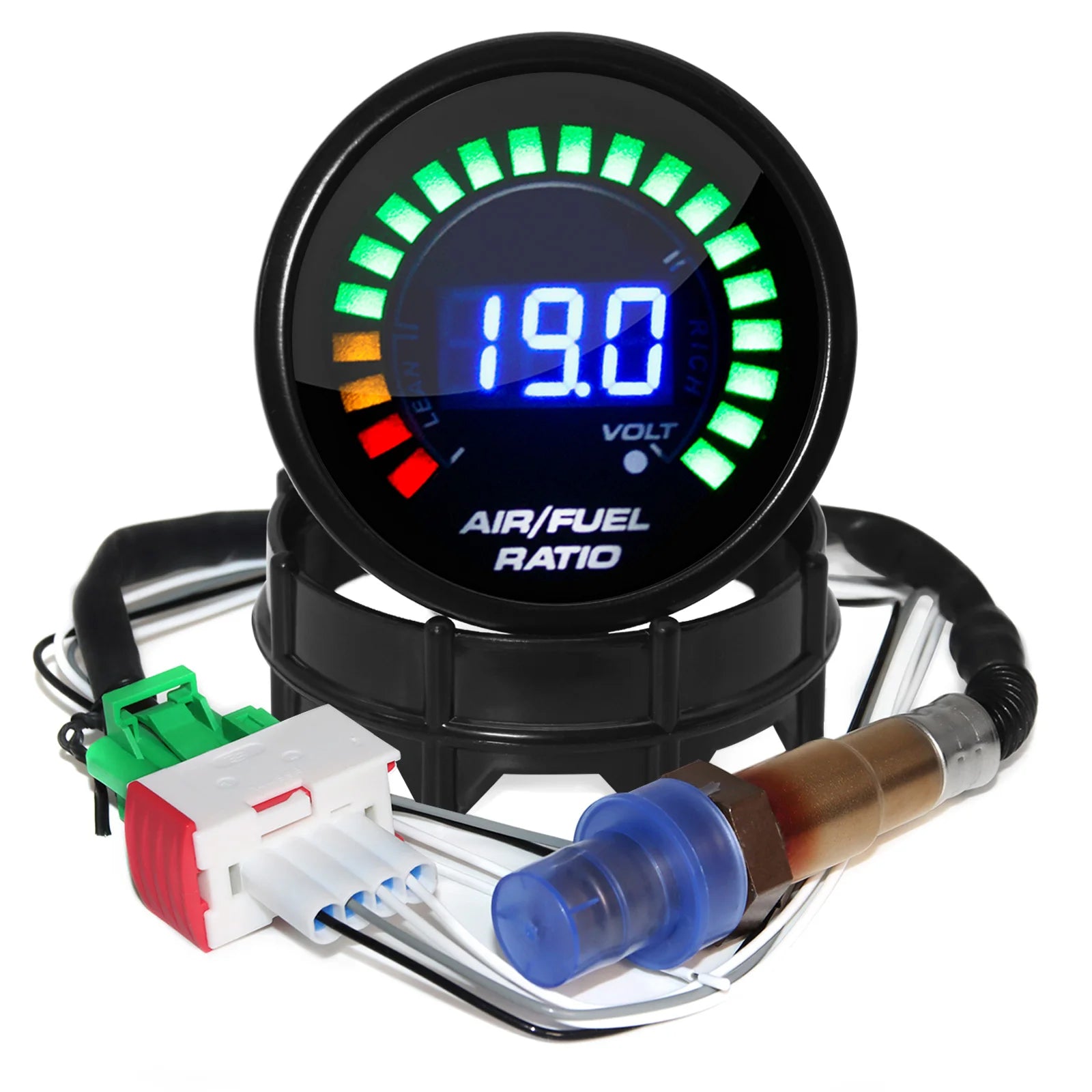 2 in 1 Racing Gauge 52mm Digital Car Gauge AFR with Narrowband O2 Oxygen Sensor Air Fuel Ratio Gauge
