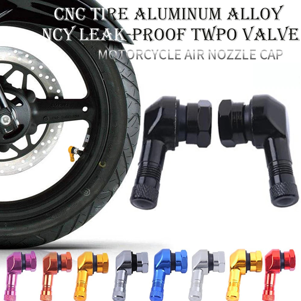 90 Degree CNC Motorcycle Tire Valve Stems | Leak-proof 2-Piece Set for Bikes and Sc additional angle