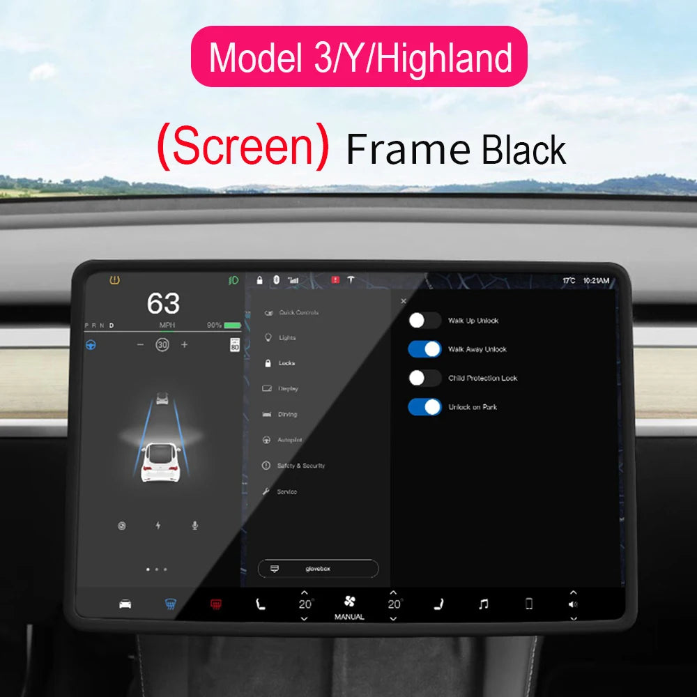 Screen Protector Frame for Tesla Model 3 Y Juniper Silicone Anti-scratch Central Control Navigation Edge Protective Accessories