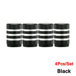 DSYCAR 4Pcs Silver Aluminum Knurling Tire Valve Stem Caps | US Schrader Compatible detail view