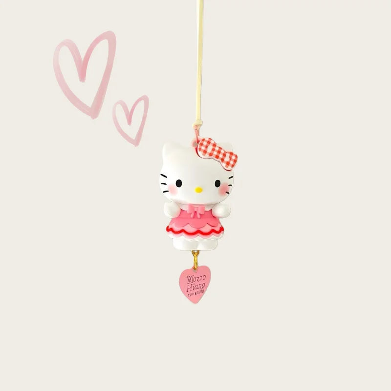 2025 New Miniso Pink Cartoon Cute HelloKitty Car Rearview Mirror Pendant Car Interior Decoration Pendant Cute Bag Pendant