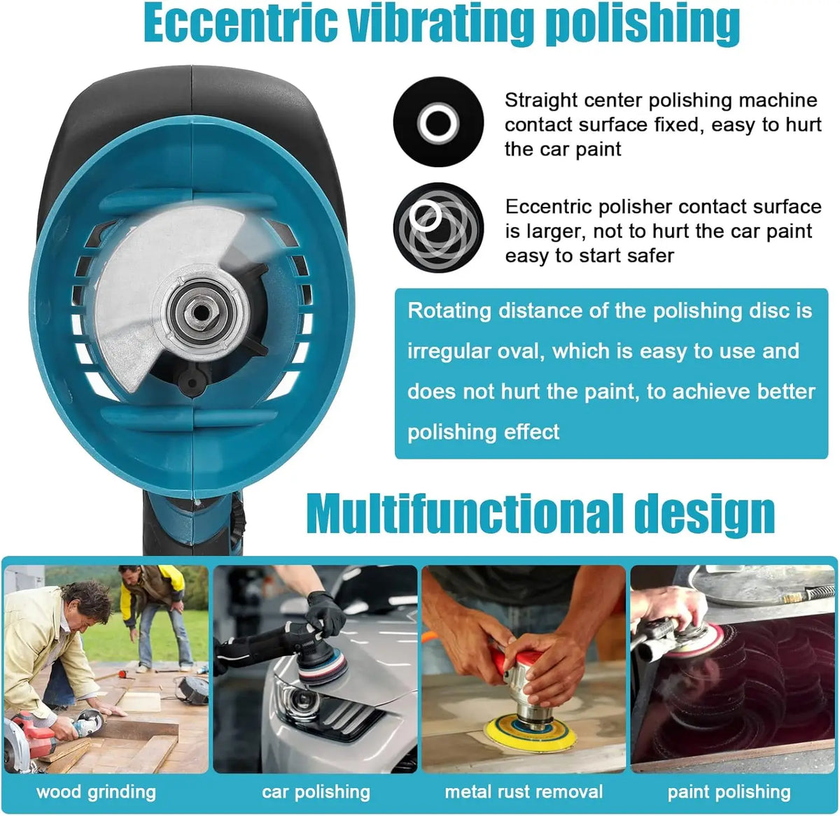 New Cordless Car Buffer Polisher 6 Speed Adjustable With 2 12V Batteries Powerful Portable Orbital Polisher For Household Cleaning Metal Polishing Wood Sanding And Rust Removal