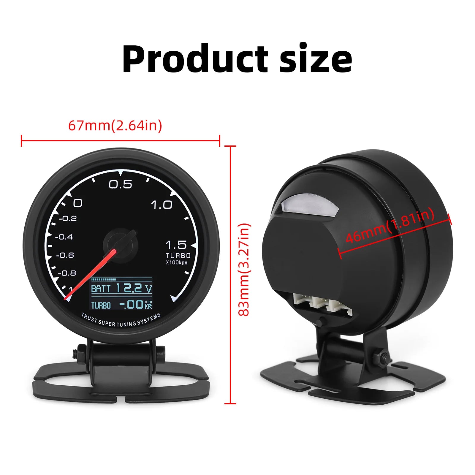 7-Color Backlight Display Gauge Set | Boost Water Temp Oil Pressure Tachometer lifestyle view