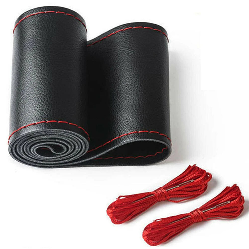 Universal Steering Wheel Cover Made of Leather Braid additional angle