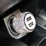 New Bling USB Car Charger 5V 2.1A Dual Port Fast Adapter Pink Car Decor Car Styling D lifestyle view
