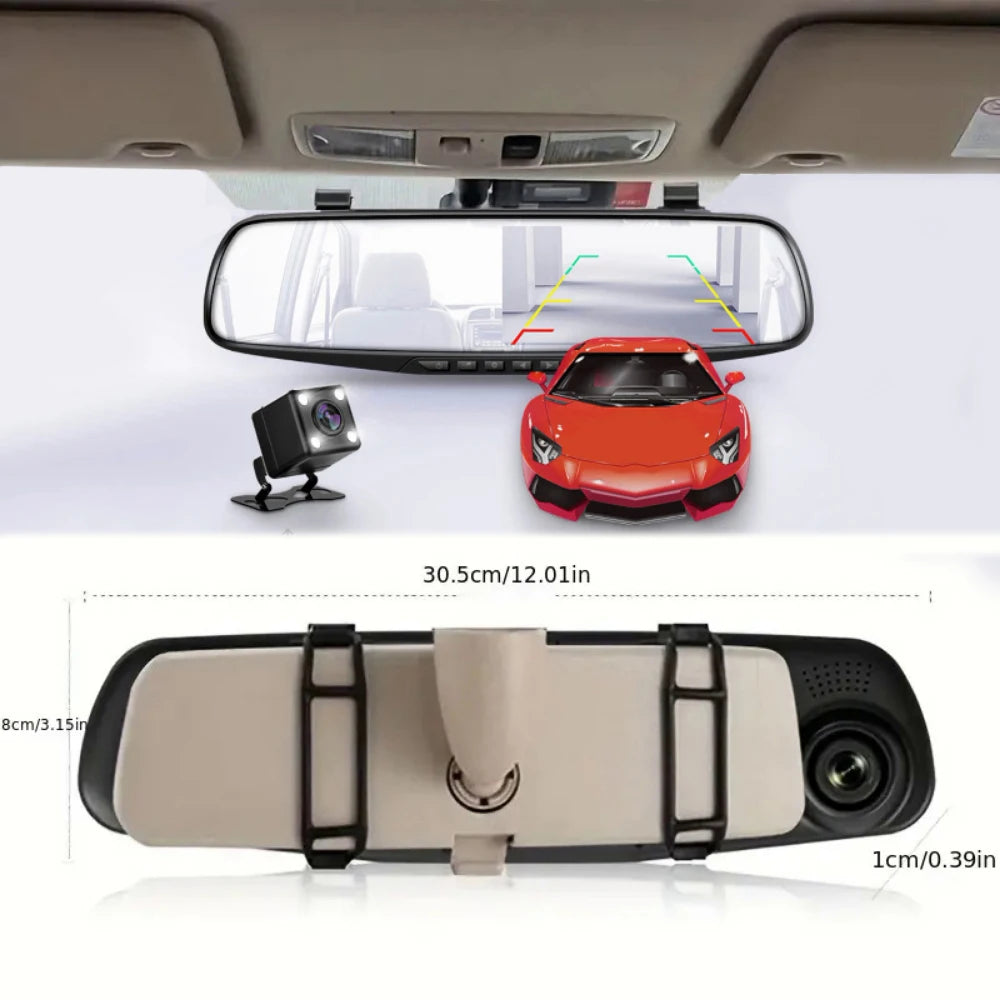 1080P Car DVR Dual Lens Car Camera  4.3 inch Video Recorder Rearview Mirror With Rear view Full HD Dash cam Auto Registrator