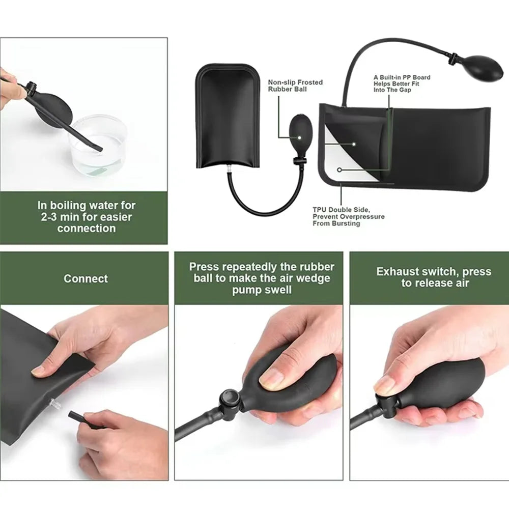 Car Door Tool Kit Inflatable Air Wedge Pump Auto Repair Window Door Open Fixing Gripper detail view