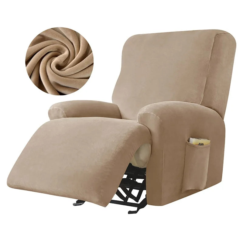 1/2/3 Seater Velvet Stretch Recliner Sofa Cover  Relax Armchair Slipcover Elastic All-inclusive Reclining Sofa Protector