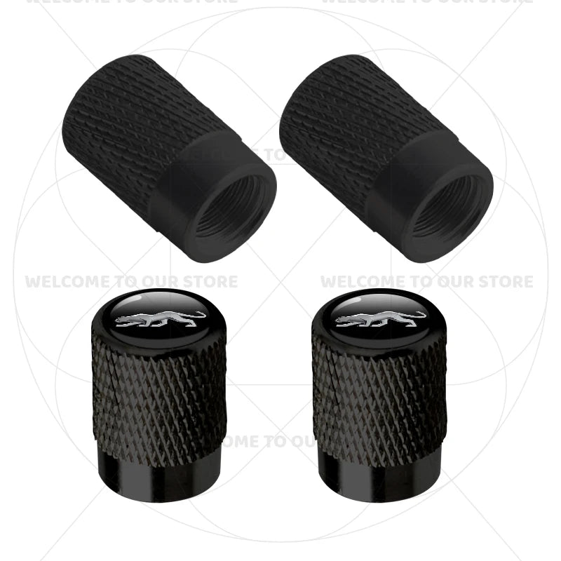 For Ford Puma Cougar Emblem MK3 MK5 MK6 MK4 ST Line 4Pcs Aluminum Car Tire Valve Caps close-up view
