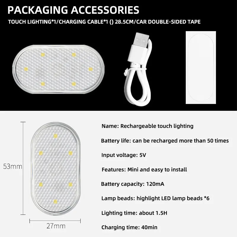 LED Mini Car Door Light Wireless Rechargeable additional angle