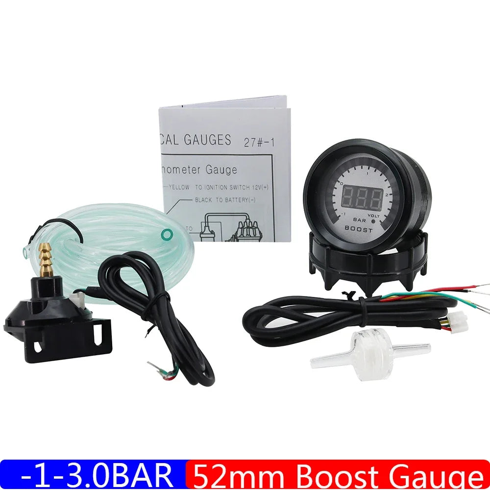 52mm Turbo Boost Gauge | Universal Car Turbo Meter with Sensor for Gasoline 12V lifestyle view