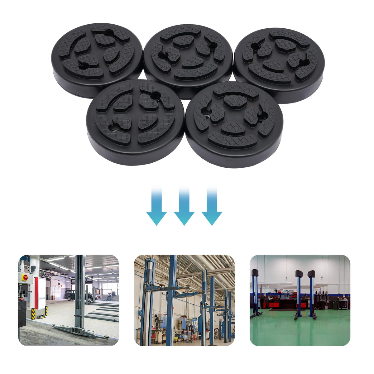 5pcs Round Rubber Arm Pads Lift Pad 120mm Rubber Jacking Pad Anti-Slipping For Auto Lift Car Truck Hoist Universal, 4-Post Lifts