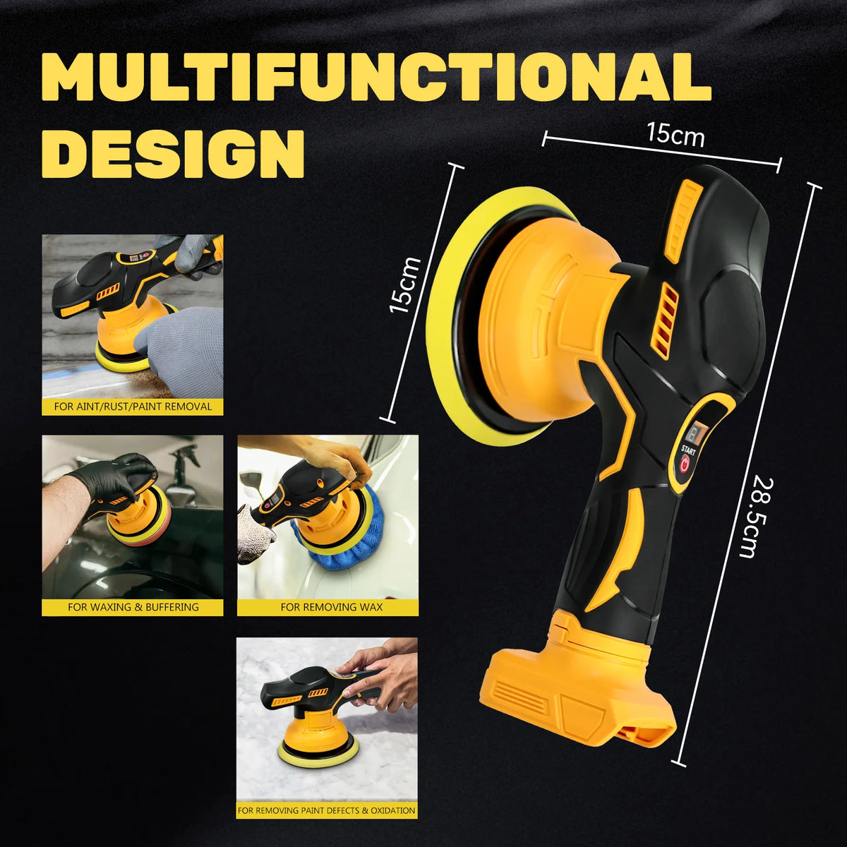 Cordless Car Buffer Polisher 5000RPM Random Orbital Polisher 8 Variable Speed Car Det lifestyle view