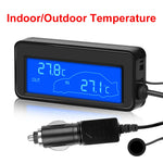 DC 12V Car Mini LCD Digital Thermometer | Dual Temperature Sensor with 1.5M Probe