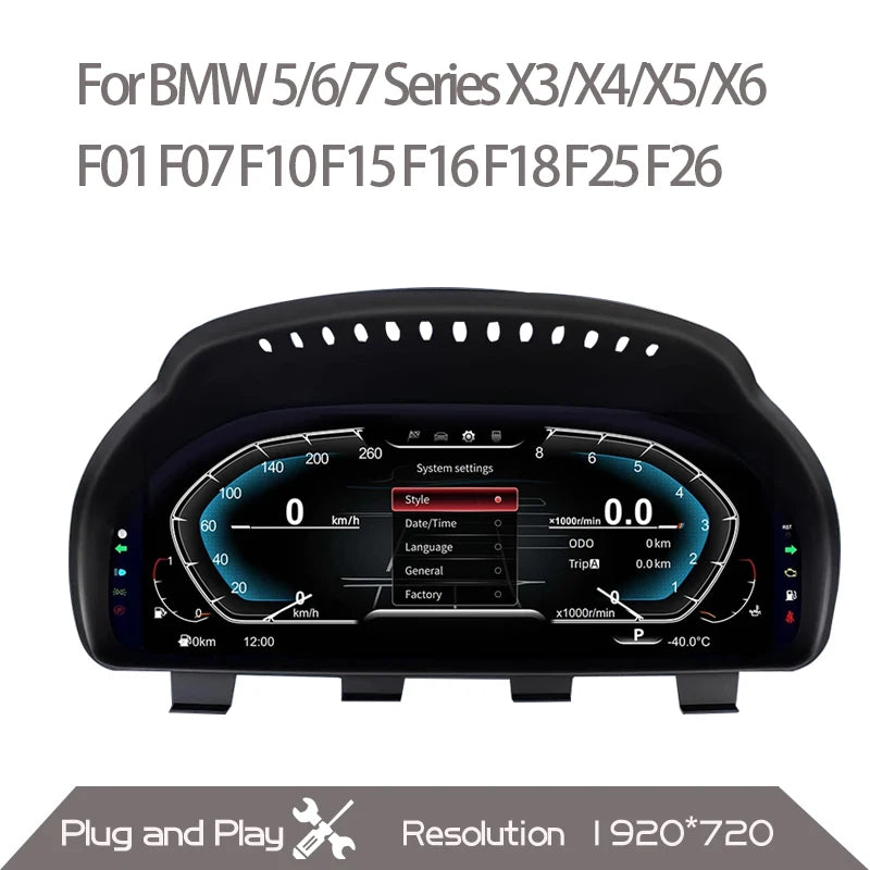 12.3" Digital Dashboard Speedometer for BMW 5/6/7 Series X3 X4 X5 X6 F01 F07 F10 F15 F16 detail view