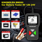KINGBOLEN BM550 6V 12V 24V Car Battery Tester，Auto Battery Analyzer 100-2000 CCA BM550 Battery Tester, Accurate Digital Automotive Alternator Tester for Cars Trucks SUV ATV Boats Motorcycles