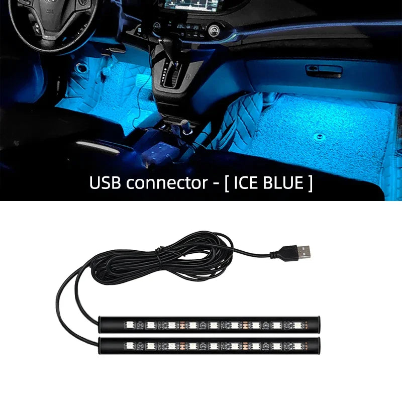 LED Car Ambient Light USB 5V Interior Foot Lamp close-up view