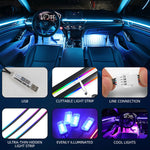 KEVANLY 10-in-1 RGB Car Ambient Light Kit | USB & APP Control, Footwell Atmosphere Lam close-up view
